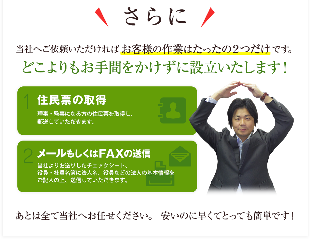 当社にご依頼いただければ、作業は2つだけ