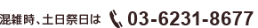 混雑時、土日祭日は03-6231-8677